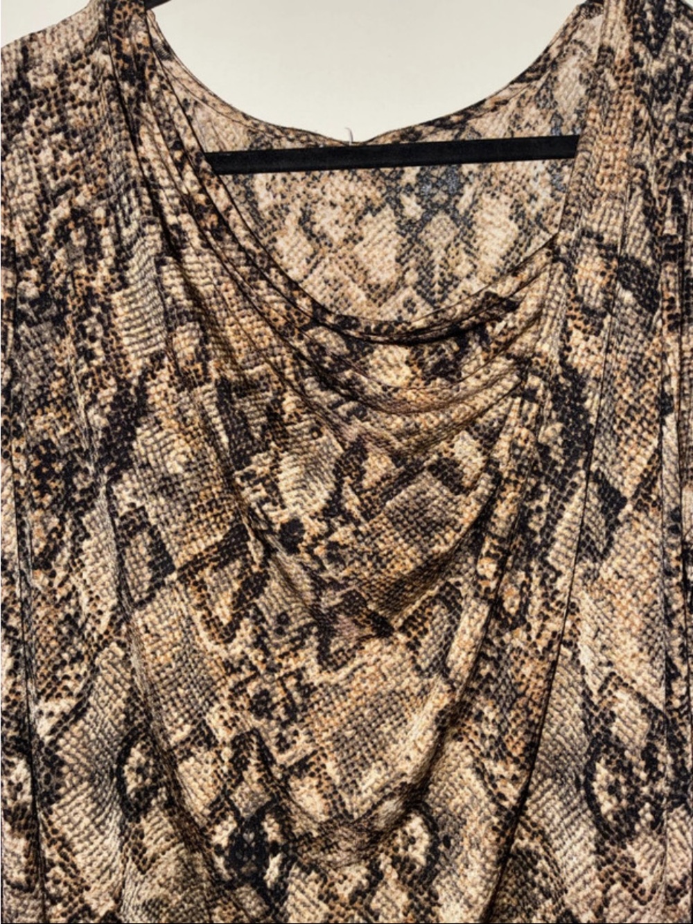 Draped Snake-Print Blouse in Brown